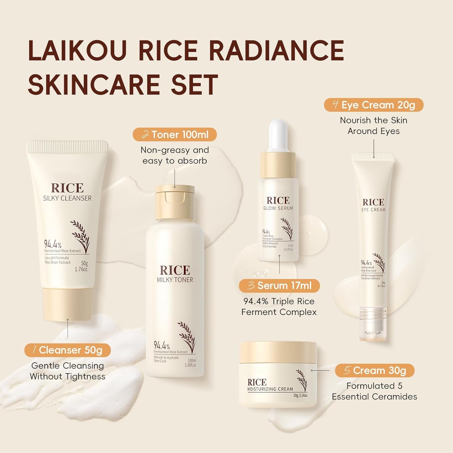Skin Care Set, Korean Skin Care - Korean Beauty for Women - 5Pcs